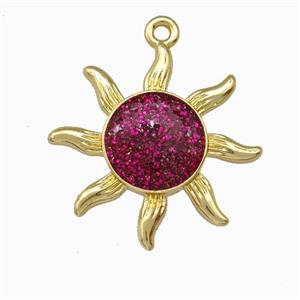 Copper Sun Pendant Gold Plated, approx 20mm [FD15559]
