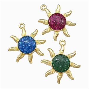Copper Sun Pendant Gold Plated Mixed, approx 20mm [FD15560]