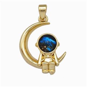 Copper Moon Astronaut Pendant Gold Plated, approx 15-20mm [FD15566]