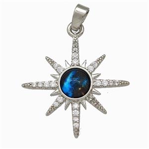Copper Northstar Pendant Pave Zirconia Platinum Plated, approx 22mm [FD15573]