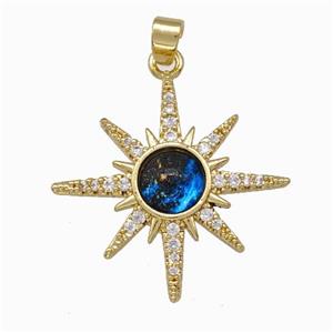 Copper Northstar Pendant Pave Zirconia Gold Plated, approx 22mm [FD15574]