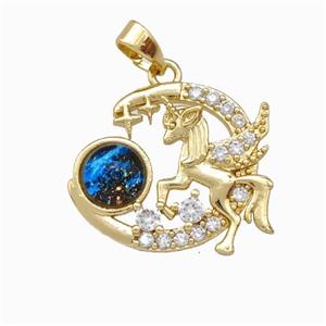 Copper Pegasus Charms Pendnat Pave Zirconia Gold Plated, approx 16-20mm [FD15576]
