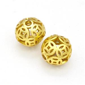 Copper Round Beads Hollow Gold Plated, approx 10mm [FD15606]