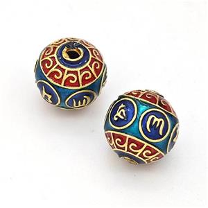 Copper Round Beads Multicolor Painted Gold Plated, approx 10mm [FD15618]