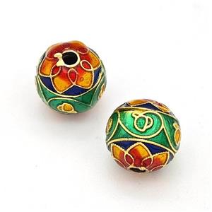 Copper Round Beads Multicolor Painted Gold Plated, approx 10mm [FD15620]