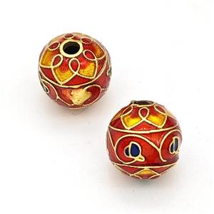 Copper Round Beads Multicolor Painted Gold Plated, approx 10mm [FD15621]