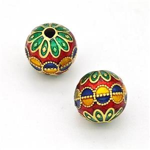 Copper Round Beads Multicolor Painted Gold Plated, approx 10mm [FD15622]