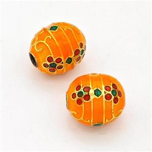 Copper Rice Beads Orange Painted Gold Plated, approx 8-10mm [FD15640]