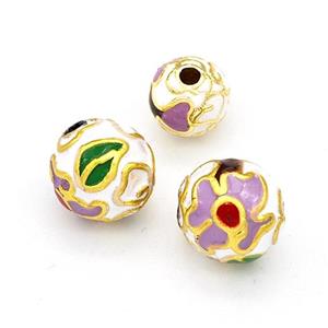 Copper Round Beads Multicolor Enamel Gold Plated, approx 10mm [FD15656-10MM]