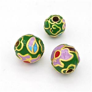 Copper Round Beads Multicolor Enamel Gold Plated, approx 8mm [FD15660-8MM]