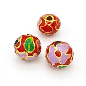 Copper Round Beads Multicolor Enamel Gold Plated, approx 8mm [FD15662-8MM]