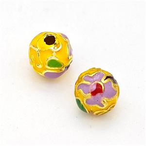 Copper Round Beads Multicolor Enamel Gold Plated, approx 8mm [FD15665-8MM]
