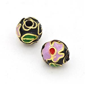 Copper Round Beads Multicolor Enamel Gold Plated, approx 8mm [FD15666-8MM]