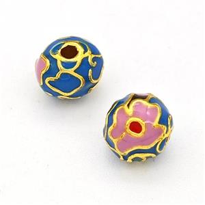 Copper Round Beads Multicolor Enamel Gold Plated, approx 8mm [FD15667-8MM]