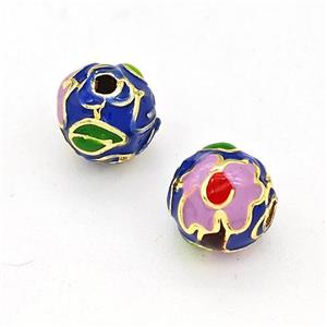 Copper Round Beads Multicolor Enamel Gold Plated, approx 8mm [FD15668-8MM]