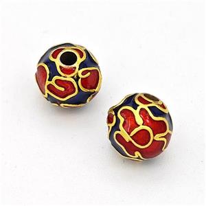 Copper Round Beads Multicolor Painted Gold Plated, approx 8mm [FD15670-8MM]