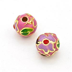Copper Round Beads Multicolor Enamel Gold Plated, approx 10mm [FD15671-10MM]
