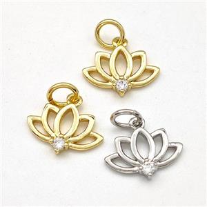 Copper Lotus Pendant Pave Zirconia Flower Mixed, approx 8-12.5mm [FD15676]