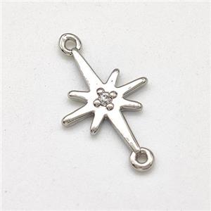 Copper Northstar Pendant Pave Zirconia Platinum Plated, approx 11-15mm [FD15685]