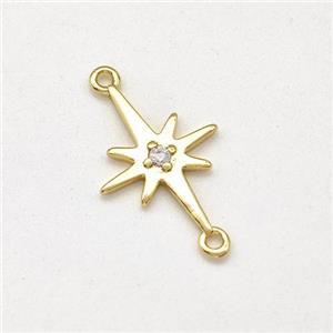 Copper Northstar Pendant Pave Zirconia Gold Plated, approx 11-15mm [FD15686]
