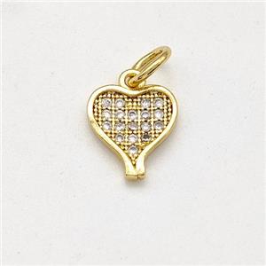 Copper Heart Pendant Pave Zirconia Gold Plated, approx 8-9mm [FD15688]