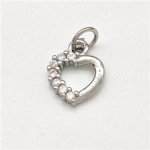 Copper Heart Pendant Pave Zirconia Platinum Plated, approx 9mm [FD15691]
