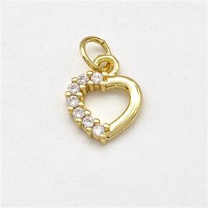 Copper Heart Pendant Pave Zirconia Gold Plated, approx 9mm [FD15692]