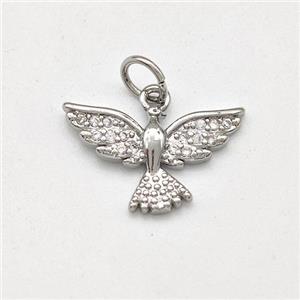 Copper Eagle Pendant Pave Zirconia Hawk Bird Platinum Plated, approx 10-16mm [FD15697]