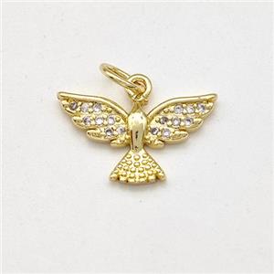 Copper Eagle Pendant Pave Zirconia Hawk Bird Gold Plated, approx 10-16mm [FD15698]