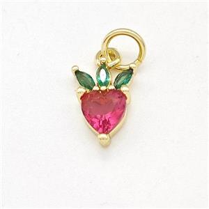 Copper Apple Pendant Pave Zirconia Gold Plated, approx 8-10mm [FD15700]