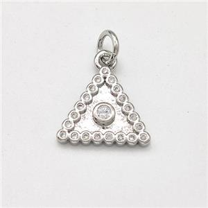 Copper Triangle Pendant Micro Pave Zirconia Platinum Plated, approx 12x12x12mm [FD15713]