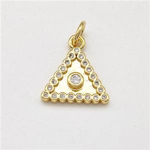 Copper Triangle Pendant Micro Pave Zirconia Gold Plated, approx 12x12x12mm [FD15714]