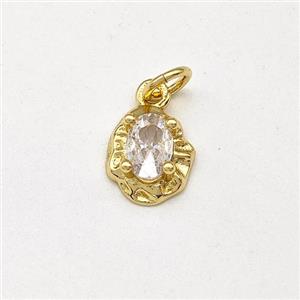 Copper Pendant Pave Zirconia Gold Plated, approx 8-10mm [FD15716]