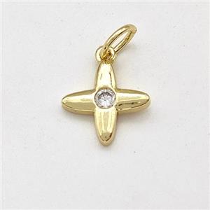 Copper Cross Pendant Pave Zirconia Gold Plated, approx 9.5mm [FD15719]