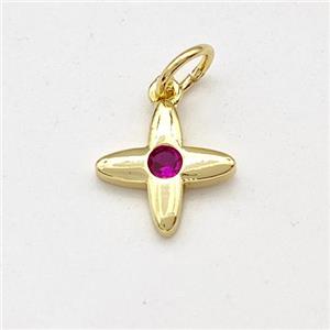 Copper Cross Pendant Pave Zirconia Gold Plated, approx 9.5mm [FD15720]