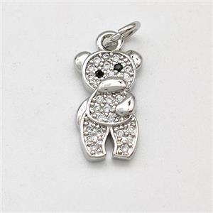 Copper Bear Pendant Micro Pave Zirconia Platinum Plated, approx 8-14mm [FD15721]