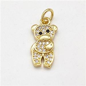 Copper Bear Pendant Micro Pave Zirconia Gold Plated, approx 8-14mm [FD15722]