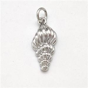 Conch Shell Charms Copper Pendnat Platinum Plated, approx 9-16mm [FD15725]