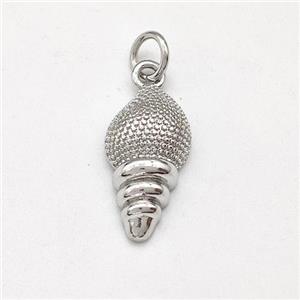 Conch Shell Charms Copper Pendnat Platinum Plated, approx 9-16mm [FD15727]