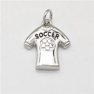 Soccer Football Shirts Charms Copper Pendant Sports Platinum Plated, approx 14-15mm [FD15729]