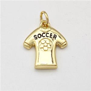 Soccer Football Shirts Charms Copper Pendant Sports Gold Plated, approx 14-15mm [FD15730]
