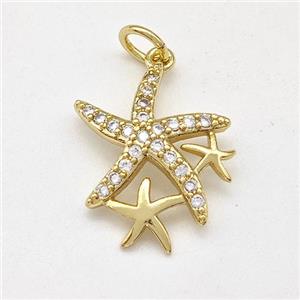 Copper Starfish Pendant Micro Pave Zirconia Gold Plated, approx 15-18mm [FD15732]