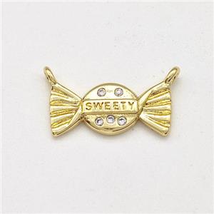 Sweety Candy Charms Copper Pendant Micro Pave Zirconia 2loops Gold Plated, approx 6-15mm [FD15733]