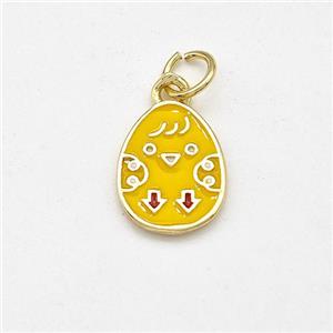 Chicken Charms Copper Pendant Yellow Enamel Gold Plated, approx 9-12mm [FD15734]