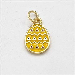 Easter Bunny Egg Charms Copper Pendant Yellow Enamel Gold Plated, approx 9-12mm [FD15735]