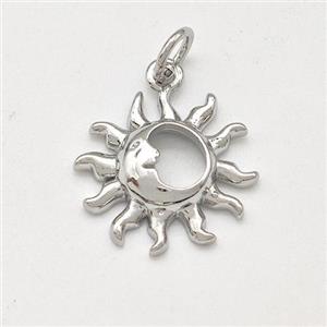 Copper Sun Moon Charms Pendant Platinum Plated, approx 15mm [FD15737]