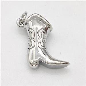 Cowboy Boot Charms Copper Shoe Pendant Platinum Plated, approx 13-17mm [FD15749]