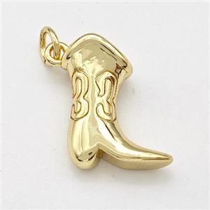 Cowboy Boot Charms Copper Shoe Pendant Gold Plated, approx 13-17mm [FD15750]