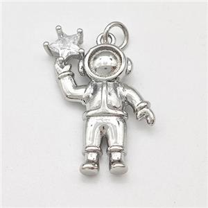 Copper Pendant pave zircon, Platinum Plated, approx 14-25mm [FD15751]