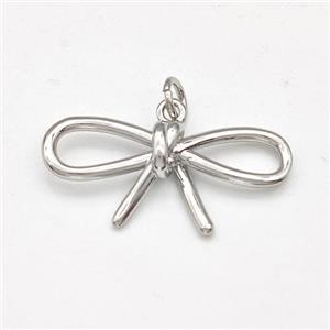 Copper Bow Pendant Platinum Plated, approx 17-25mm [FD15761]